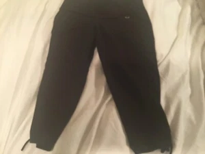 Blue Fish Black Small Workout Pants. Mesh Tie On Bottom Crop - Picture 1 of 8