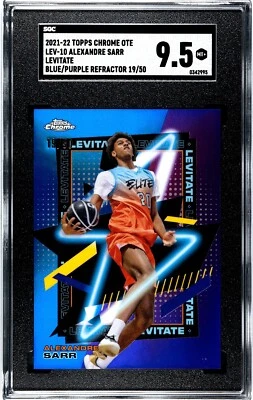 2021-22 TOPPS CHROME OVERTIME ALEXANDRE SARR RC BLUE LEVITATE 19/50 SGC 9.5 - Image 1 of 2