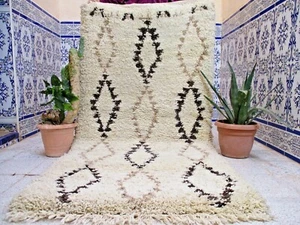 Vintage Moroccan Azilal Rug Handmade Tribal Area Carpet Wool Old Berber Kilim - Picture 1 of 12