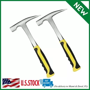 2 Pack Rock Pick Hammer with Non-Skid Handle, 12.8" All Steel Geologist Hammer - Picture 1 of 8