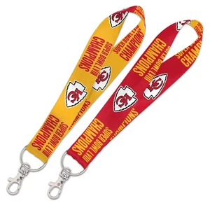 KANSAS CITY CHIEFS SUPER BOWL LVIII CHAMPS LANYARD KEYCHAIN 1" W 8" L W/ CLASP - Picture 1 of 1