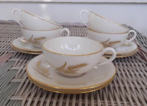 Cinco tazas y platillos planos Demitasse MCM Lenox patrón "trigo" R-442 - 3-1/8" - Imagen 1 de 5