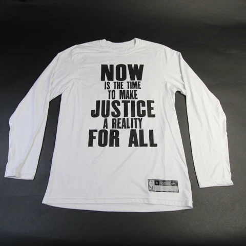 Nike NBA Authentics Long Sleeve Shirt Men's S XLT 2XLT White Black Top Used Cover