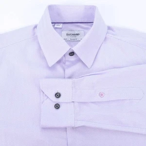 Camicia elegante di lusso DUCHAMP viola spina di pesce 100% cotone sartoriale - PICCOLA - Foto 1 di 7
