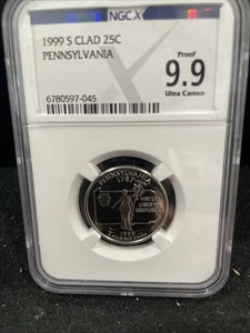1999 S Gem Proof Pennsylvania State Quarter Graded At 9.9 By NGC F-14 - Picture 1 of 2