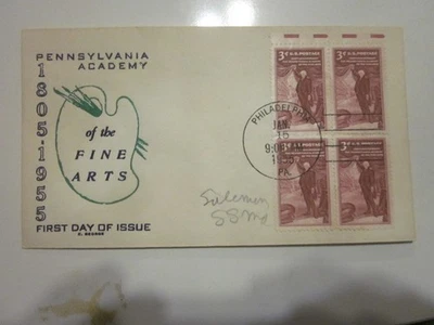 US COVER 1955 PENNSYLVNIA ACADEMY OF FINE ARTS FDC SCOTT 1064 C GEORGE CACHET - Image 1 of 3