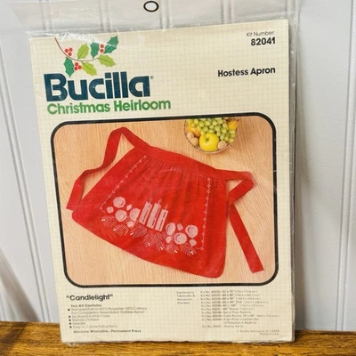 Delantal de anfitriona Bucilla Navidad reliquia luz de velas #82041 sellado Foto 1 de 4