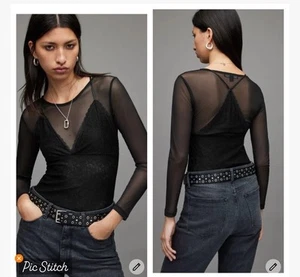 All Saints Nyla Black Lace Bodysuit size 2 - Picture 1 of 13