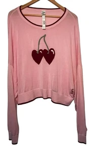Pink Victoria's Secret Pullover Damen 2XL Pink Cherry Heart Pulli Neu mit Etikett - Bild 1 von 10