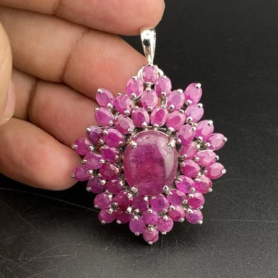 Gracefully design lab created Silver925 Ruby Stones Brooch & Also Pendant - Image 1 of 4