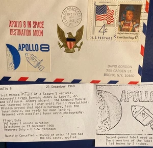 HARRY GORDON SPACE COVER APOLLO 8 (AS-503) KSC LAUNCH & NASA STICK ON CACHET '68 - Picture 1 of 6