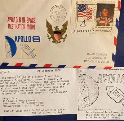 HARRY GORDON SPACE COVER APOLLO 8 (AS-503) KSC LAUNCH & NASA STICK ON CACHET '68 - Image 1 of 4