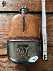 Antique Gorham 1/2 Pint Electroplate Flask - Trout Hatchery 1900 - Damaged - Picture 1 of 18