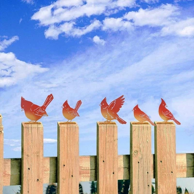 5 PIEZAS Decoración de Pájaros Oxidados, Decoración de Pared de Pájaros de Metal Decoración de Jardín Foto 1 de 4