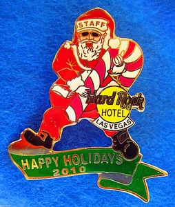LAS VEGAS HOTEL STAFF NAVIDAD SANTA CANDY BASTON 10 Hard Rock Café PIN LE - Imagen 1 de 1