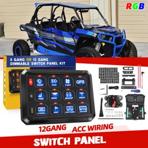 RGB 12 Gang Switch Panel LED Light Bar ON/OFF Relay System For Polaris RZR UTV - Picture 1 of 12