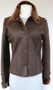 Giacca di pelliccia Luisa Cerano pelliccia di agnello giacca merino pelliccia cappotto pelle marrone leggero - Foto 1 di 6