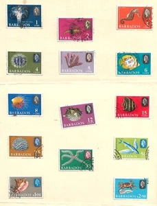 BARBADOS (27-2759) 1965 SG322-35 VIDA MARINA JUEGO COMPLETO 14 BUENO A FINO USADO - Imagen 1 de 1
