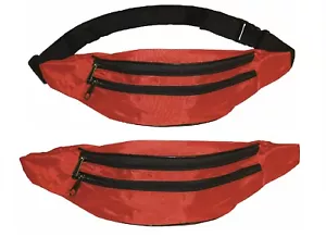 2x 2 Compartment Fanny Pack Red Waist Pack Waist Bag for Adults Women Men - Picture 1 of 3