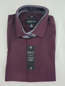 Kenneth Cole AWearNess Burgandy Dress Shirt Slim Fit 16.5 36/37 Tall - Picture 1 of 4