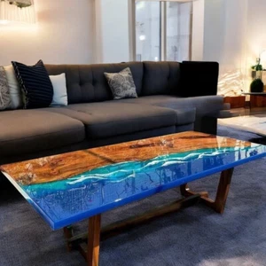 Stunning Ocean Wave Epoxy Dining Table Top Handcrafted Artistry for Your Home - Picture 1 of 11