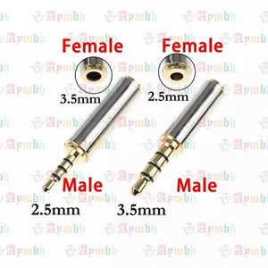 2.5 mm & 3.5 mm Male & Female Stereo Audio Headphone Mic Adapter Converter 2 PCs - Picture 1 of 9