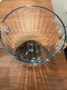 Crate And Barrel Ezra Ice Bucket New Polish Crystal Blue Tint On Bottom - Picture 1 of 14