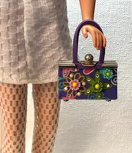 OOAK Barbie Doll Purse Purple Floral Bag For 11” Fashion Dolls Designed by ‘Bee - Picture 1 of 9