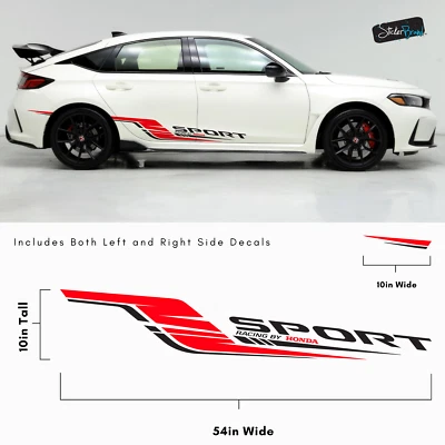 Honda Civic Sports Graphic Decal Sticker. Type-R Racing Stripes, Universal Fit. - Image 1 of 4