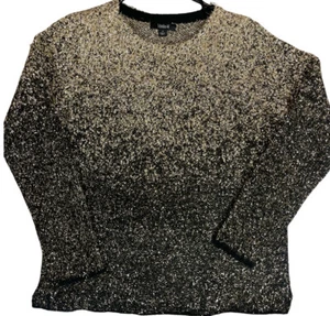 TRIBETKA 44 DAMEN GALAXY SCHWARZ & GOLD GLITZER LANGARM PULLOVER GRÖSSE M NEU MIT ETIKETT - Bild 1 von 9