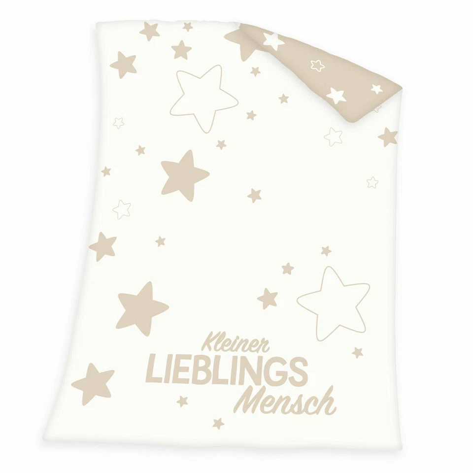 HERDING Strickdecke Lieblings Mensch 75x100 cm Bio Baumwolle Babydecke Kuscheldecke