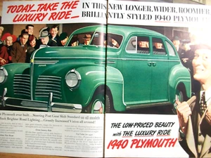 1940 40 Plymouth 4-dr  color large  mag car ad - Huge! - Picture 1 of 1