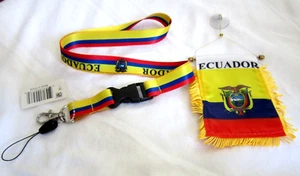 Soccer 3"x5" Ecuador Mini Banner Flag&ID Badge Holder Lanyard Keychain-New! - Picture 1 of 4