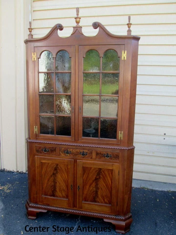56879  Solid Cherry CUSTOM MADE  2 piece Corner China Cabinet Curio Cover