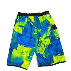 ZeroXposur Drift Boys Swim Trunks XL-18/20 Neon Blue Green Drawstring Pockets - Picture 1 of 19