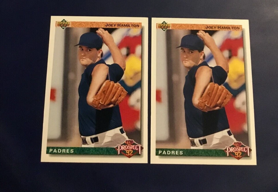 Lote de 2 tarjetas de béisbol Paders 1992 Upper Deck # 67 Joey Hamilton novato lo último $$ Foto 1 de 1