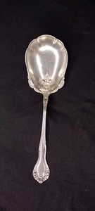 Tudor by Lunt Silver, Medium Solid Berry/Casserole Spoon 8 3/8"W/Roses - Picture 1 of 9
