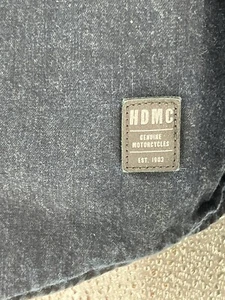 HARLEY - DAVIDSON DARK NAVY DENIM BUTTON UP SHIRT 100% COTTON LARGE EUC - Picture 1 of 15