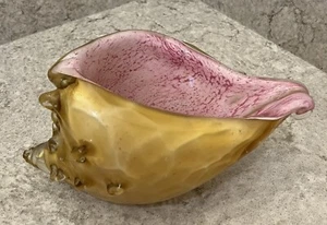 Beachcombers Coastal Life Yellow Pink Seashell Art Glass Sculpture - Picture 1 of 6