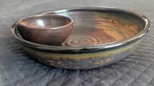 Studio Art Pottery Hand Thrown Chip/Dip Bowl or Seafood Server 11.5” Signed - Picture 1 of 13