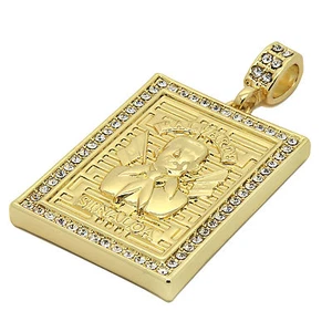 Mens 14K Gold Plated Malverde Cubic-Zirconia 24" Rope Chain pendant - Picture 1 of 5