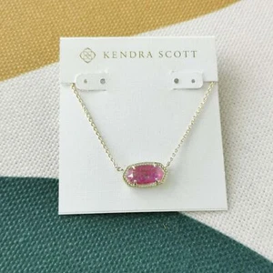 Kendra Scott Fuchsia Kyocera Opal Elisa Pendant Necklace Gold - Picture 1 of 3