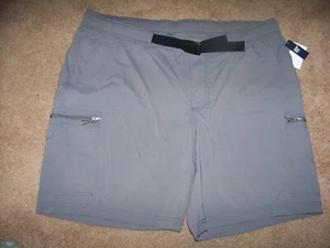 NWT Lands' End Quick Dry Cargo Shorts Men's XXL 44 46 Navy Elastic Waist Belt - Picture 1 of 2