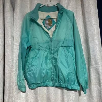 Vintage Current Seen Men's L Seafoam Teal Hooded Lined Windbreaker Jacket G6 - Image 1 of 4