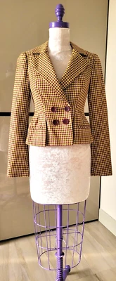 NUEVO CON ETIQUETAS*NANETTE LEPORE* Chaqueta Armónica Peplum**Talla-0*$498.00*Verde Claro/Púrpura Foto 1 de 4