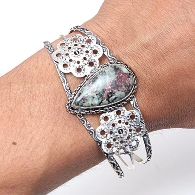 Eudialyte Jasper Gemstone Handmade Jewelry Cuff Bracelets 7''Adjustable - Image 1 of 4