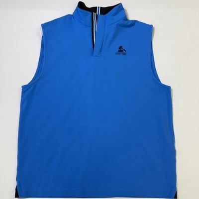 Footjoy FJ Golf Vest Mens Size Medium Blue Jersey 1/4 Zip Performance Pullover - Image 1 of 4