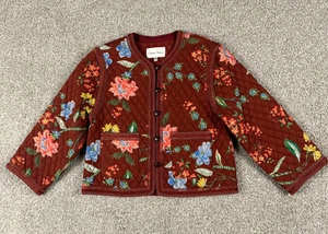 Cara Cara Marissa Jacket Womens Extra Small Red Floral Quilted Cropped XS - Picture 1 of 10