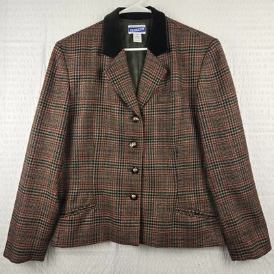 Pendleton Womens Vintage Wool Blend Red & Green Blazer Sport Coat Jacket Size 16 - Image 1 of 4
