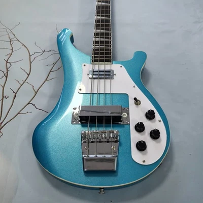 美国仓库全新蓝色金属粉末电动低音粉五金4弦 — 第 1/4 张图片